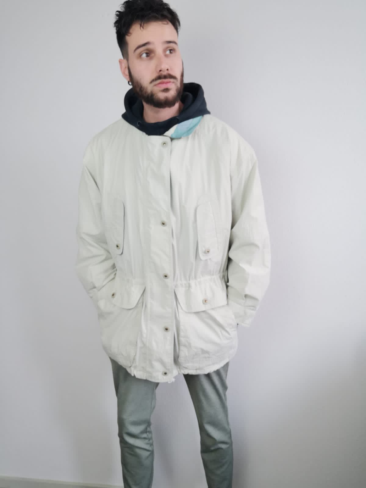 Vintage heren jas - jacket - 90s jaren 90- L/large, Maat 52/54 (L), Hgv, Ophalen of Verzenden, Gedragen
