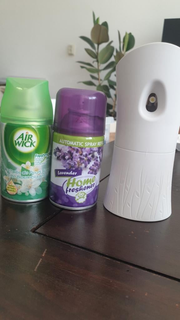 Air Wick Freshmatic en Home Freshener met houder, Ophalen of Verzenden, Zo goed als nieuw, Wit