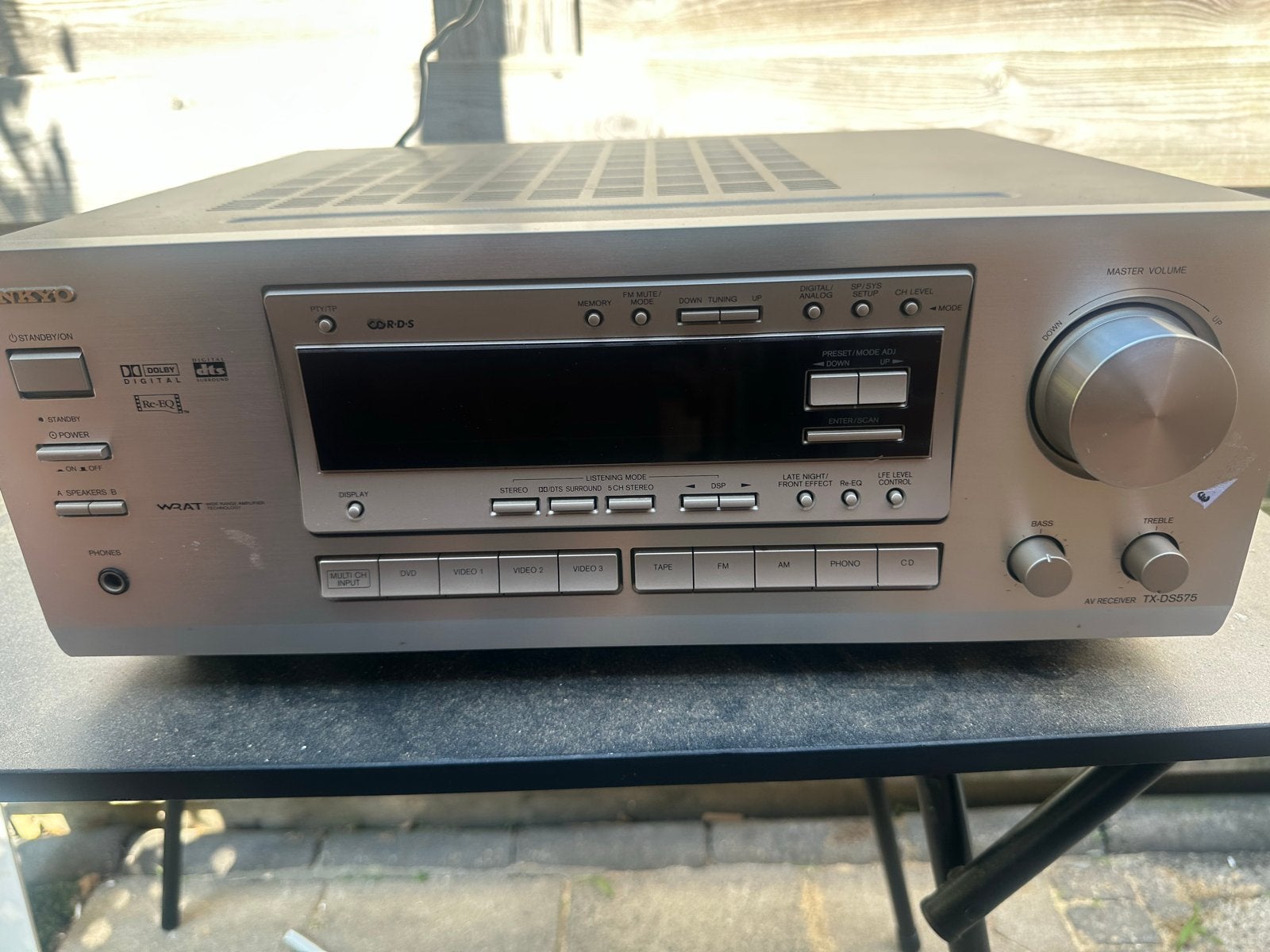 Onkyo TX-DS575 AV Receiver - Zilverkleurig, Gebruikt, Ophalen of Verzenden, 60 tot 120 watt, Onkyo