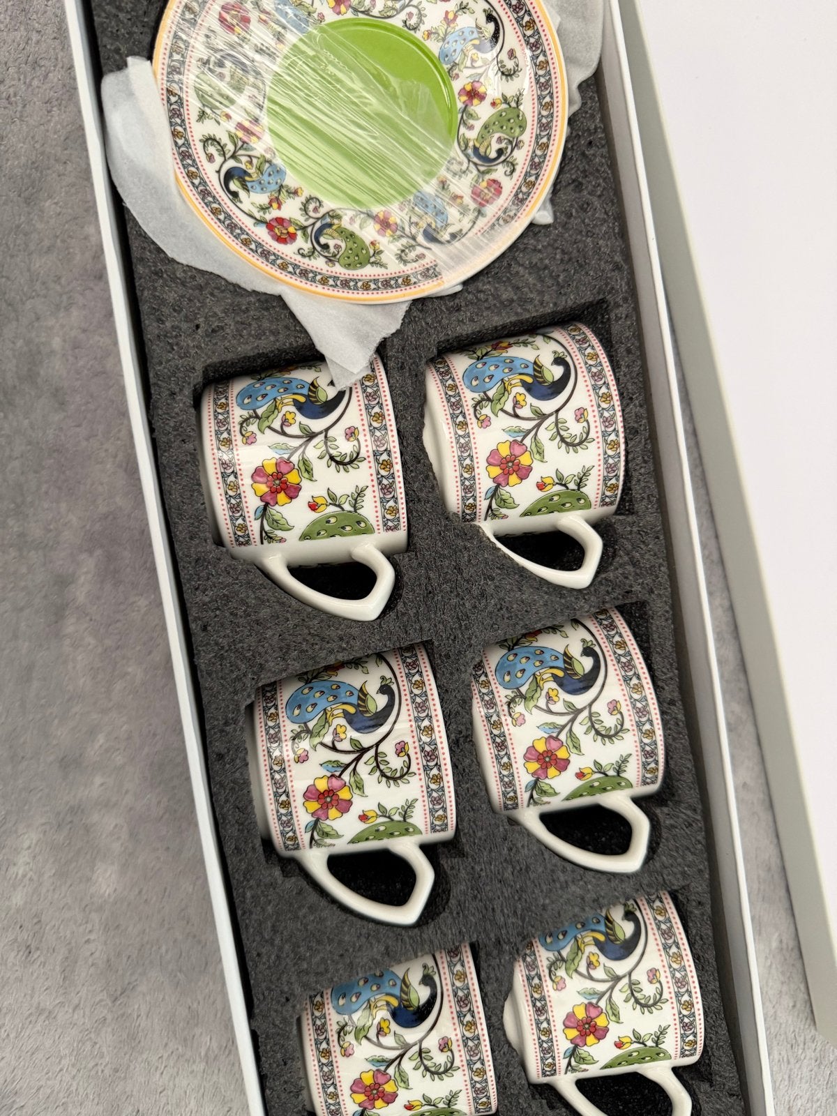 Karaca Yasemen Turkse Koffie Set - 6 Personen - Nieuw, Huis en Inrichting, Keramiek, Nieuw, Ophalen of Verzenden, Overige stijlen