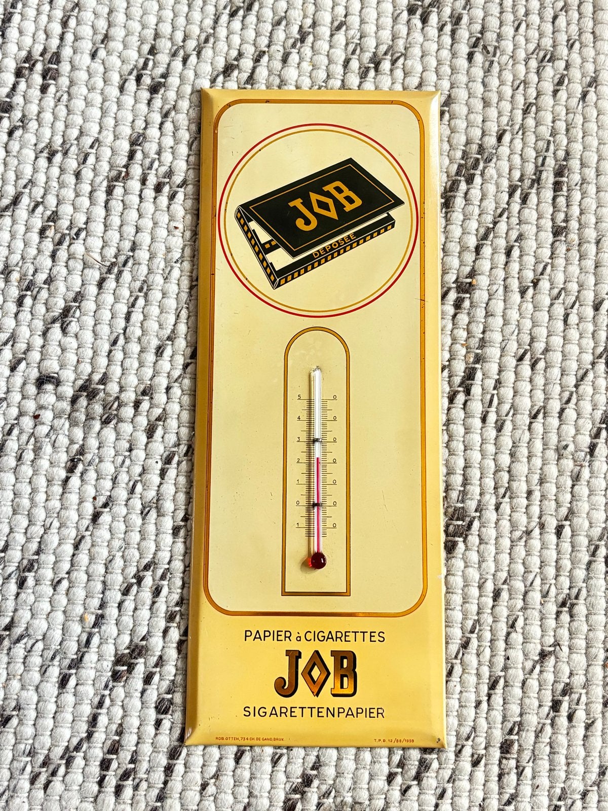 Vintage JOB Sigarettenpapier Thermometer - Emaille Reclame, Ophalen of Verzenden