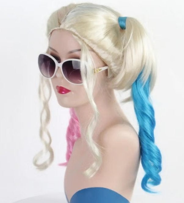 Harley Quinn cosplay pruik synthetisch, Ophalen of Verzenden, Nieuw