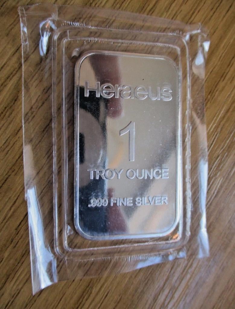 Heraeus  Ounce .999 Fine Silver, Ophalen of Verzenden, Zilver