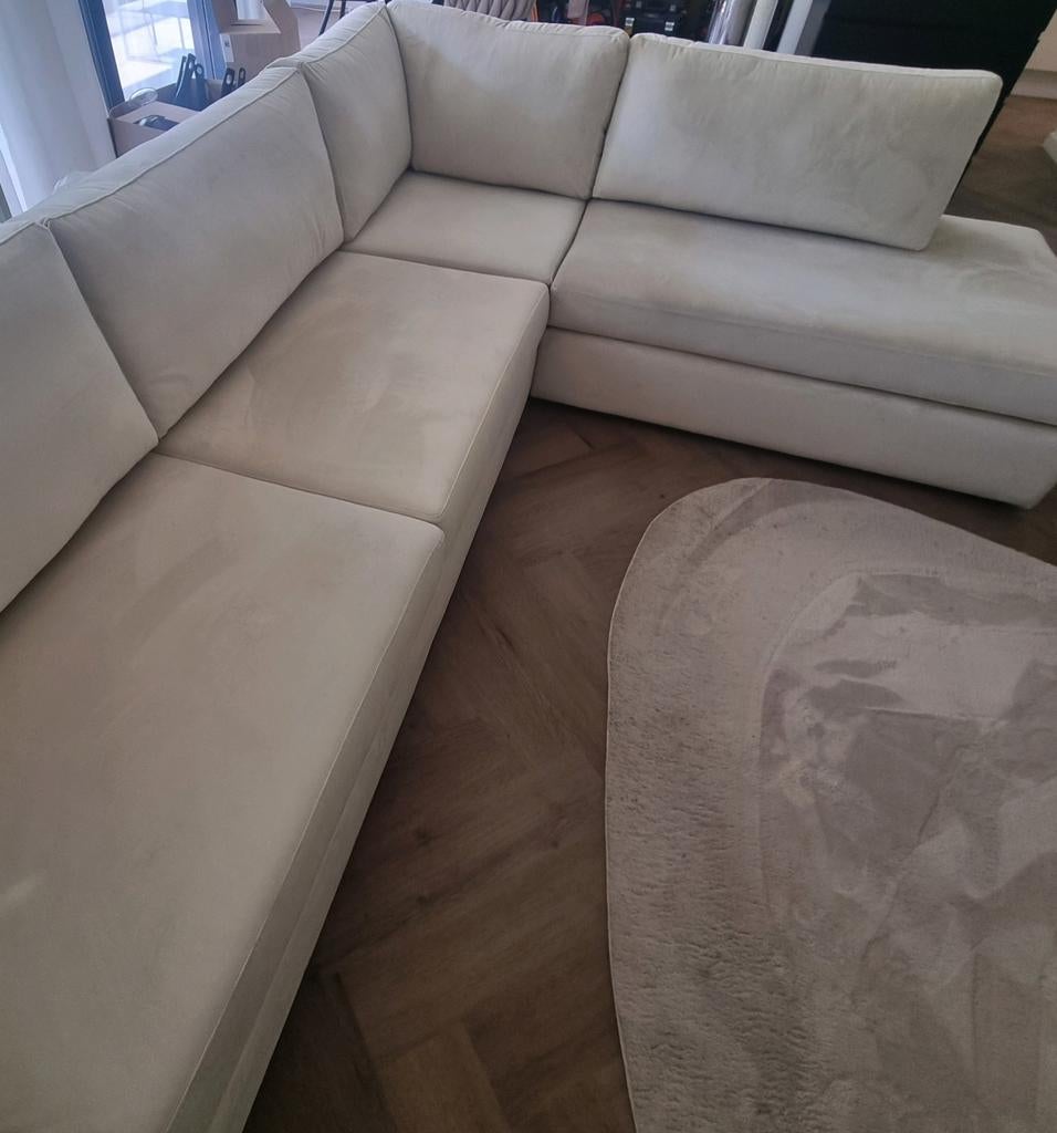 Moderne beige bankstel, nog in perfecte staat, Huis en Inrichting, Banken | Bankstellen, Ophalen, 100 tot 125 cm, Hoekbank, 300 cm of meer