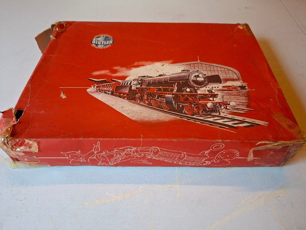 Distler blikken treinstel + blikken rails (jaren ’50–’60), Antiek en Kunst, Ophalen