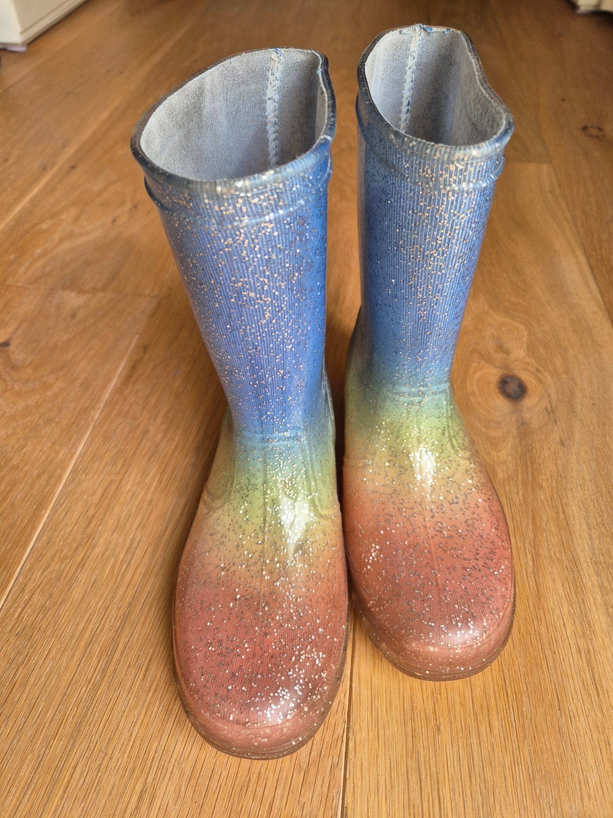 Regenlaarzen maat 32 glitter roze lichtblauw met lampjes, Ophalen, Meisje, Laarzen