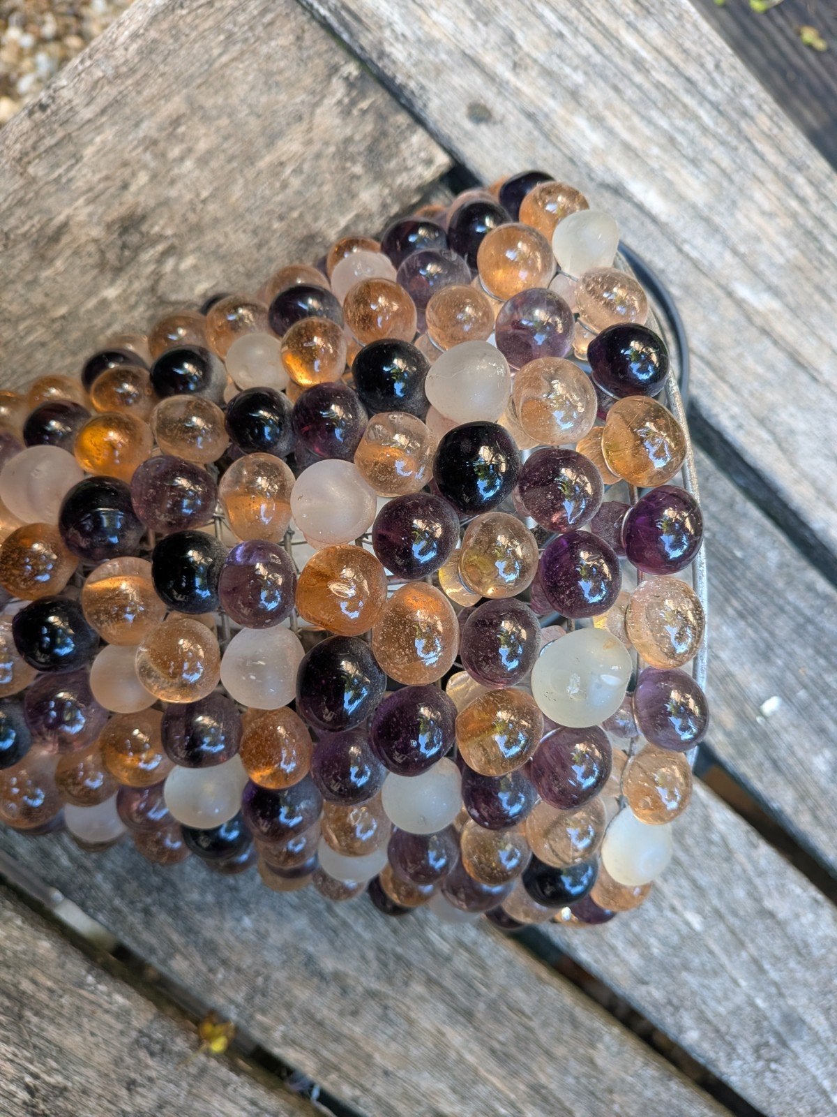 Prachtig Zenza wandlampje met kleurrijke glazen bolletjes, E14 (klein), Ophalen of Verzenden, Zo goed als nieuw, Glas