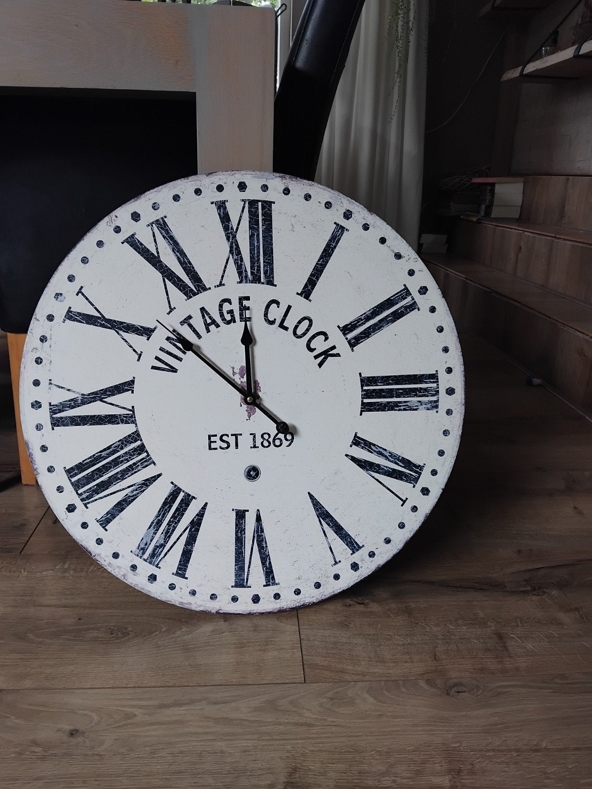 Grote Vintage Wandklok op Batterijen - 58 cm Breed, Huis en Inrichting, Woonaccessoires | Klokken, Ophalen of Verzenden