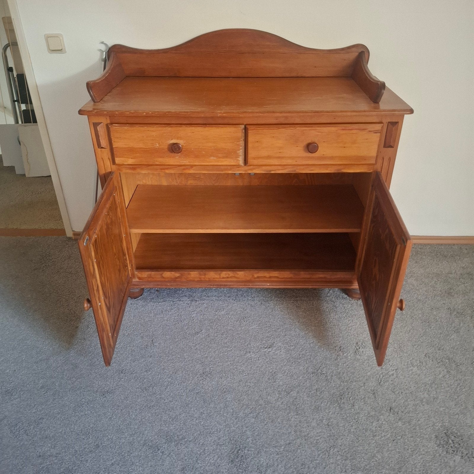 houten commode met rieten deuren, Ophalen, Gebruikt, 50 tot 70 cm, 100 cm of meer