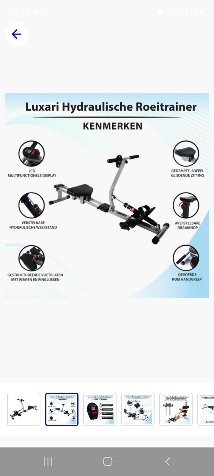 Luxari Hydraulische Roeitrainer - Opklapbaar,, Ophalen