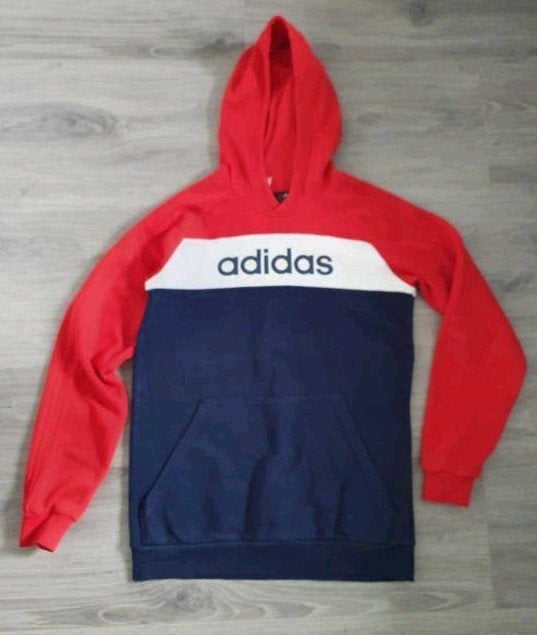 Adidas hoodie rood/blauw/wit - Maat 176 (15-16 jaar), Kinderen en Baby's, Adidas, Jongen of Meisje, Trui of Vest, Ophalen of Verzenden
