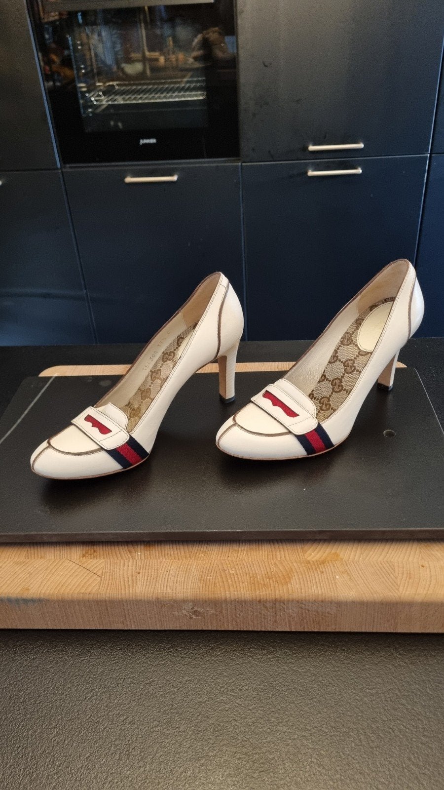 Gucci Lifford Penny Pumps Wit Leer Maat 37,5, Kleding | Dames, Schoenen, Wit, Ophalen of Verzenden, Gucci, Zo goed als nieuw
