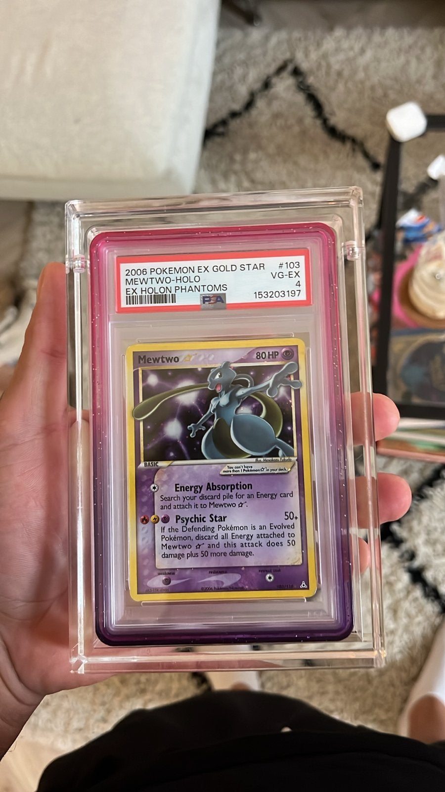 Mewtwo Gold Star Holon Phantoms PSA Graded 4 pokémon, Ophalen of Verzenden, Zo goed als nieuw, Losse kaart