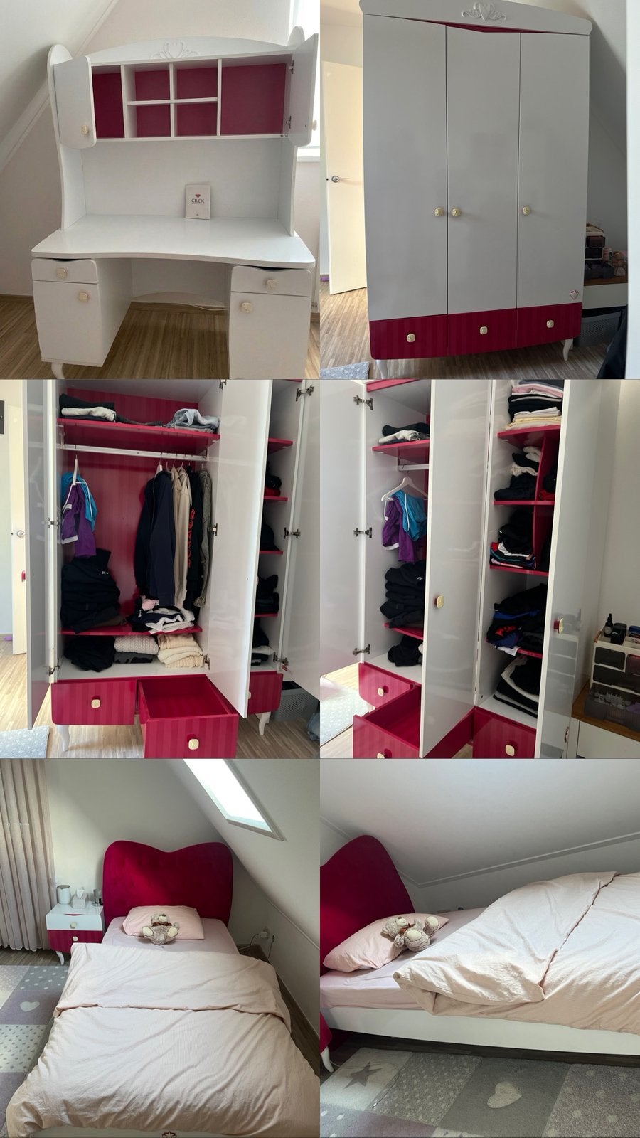 Cilek Strawberry Meisjeskamer Set (Bed + Kast + Bureau), Ophalen, Zo goed als nieuw, Overige typen