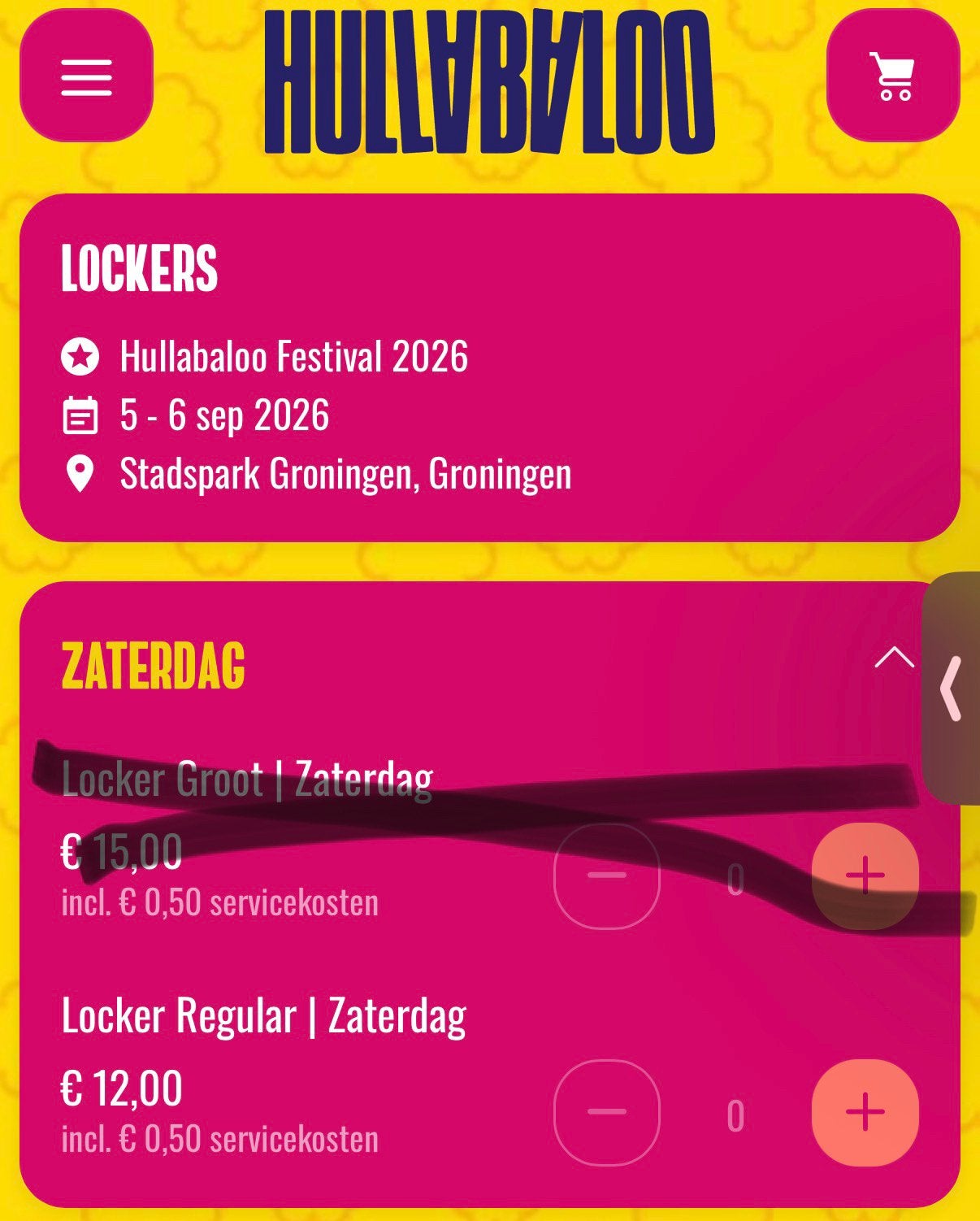 Hullabaloo Locker regular zaterdag 5 september, Ophalen, Zo goed als nieuw, Gehele gezicht