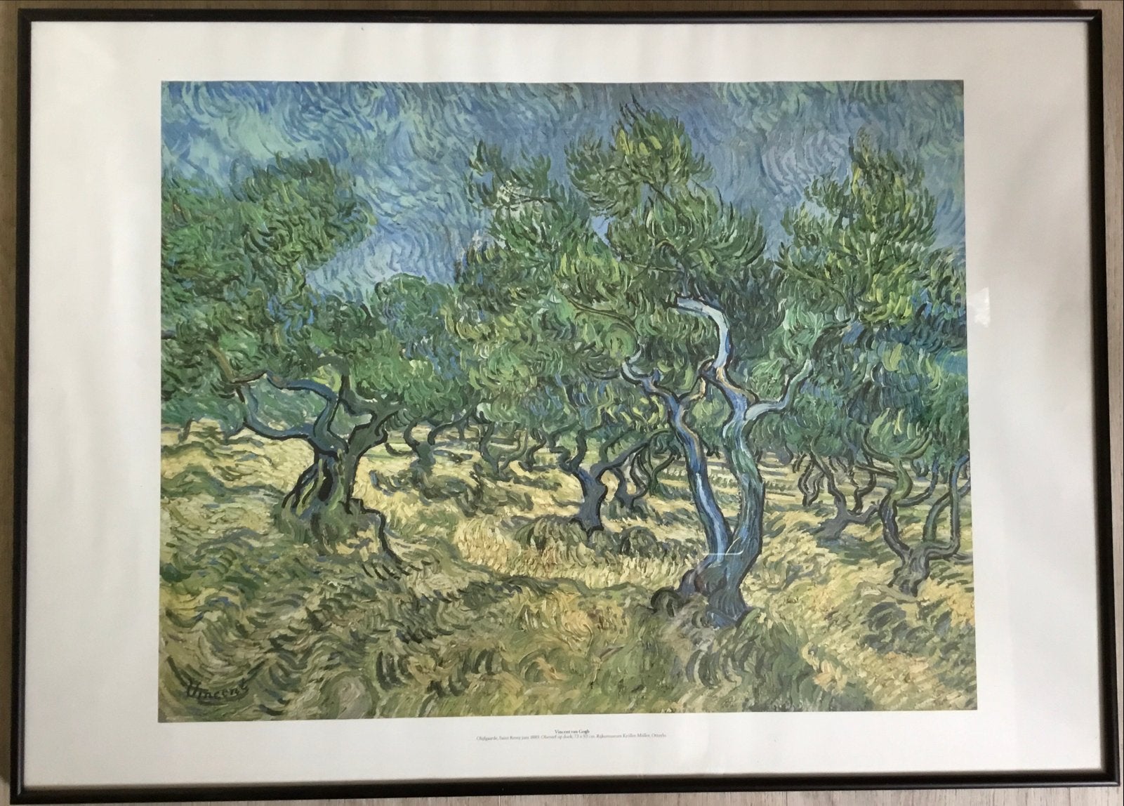 REPLICA SCHILDERIJ: OLIJFGAARD VAN VINCENT VAN GOGH IN LIJST, Antiek en Kunst, Kunst | Schilderijen | Klassiek, Impressionistisch