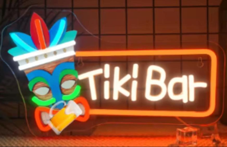LED lamp neon stijl Tiki Bar (35x21cm), Ophalen of Verzenden, Nieuw, Lichtbak of (neon) lamp