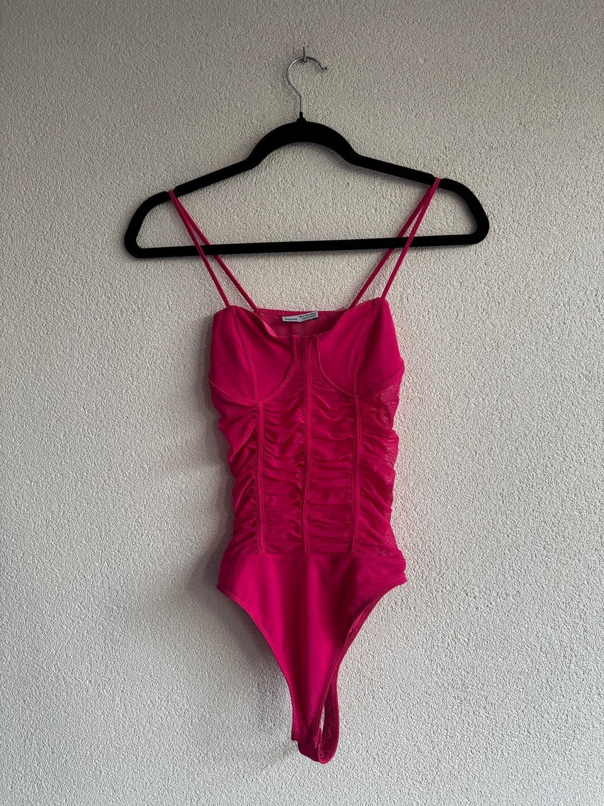 Bershka roze doorschijnende mesh bodysuit, Bershka, Ophalen of Verzenden, Zo goed als nieuw, Roze