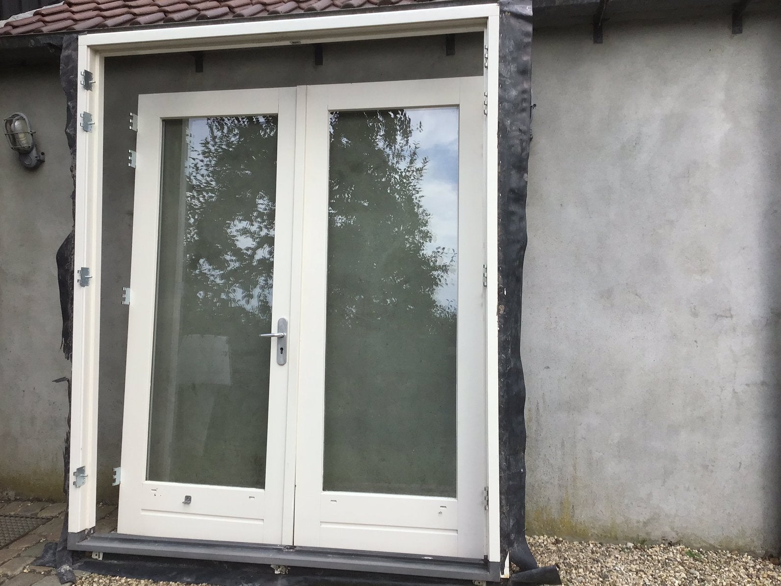 PUI openslaande dubbele deuren tuindeuren met KOZIJN serre, Ophalen, Gebruikt, Buitendeur, Glas