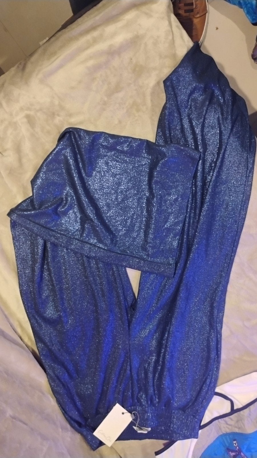 Nieuwe Cotton Club Lurex Shimmer Broek Maat S, Blauw, Nieuw, Ophalen of Verzenden, Maat 36 (S)