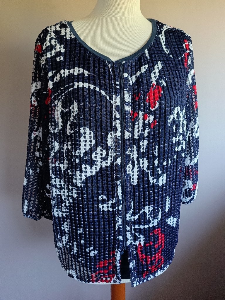 Nieuw blauw stretch jasje print van Frank Walder, maat 44, Blauw, Maat 42/44 (L), Nieuw, Ophalen of Verzenden
