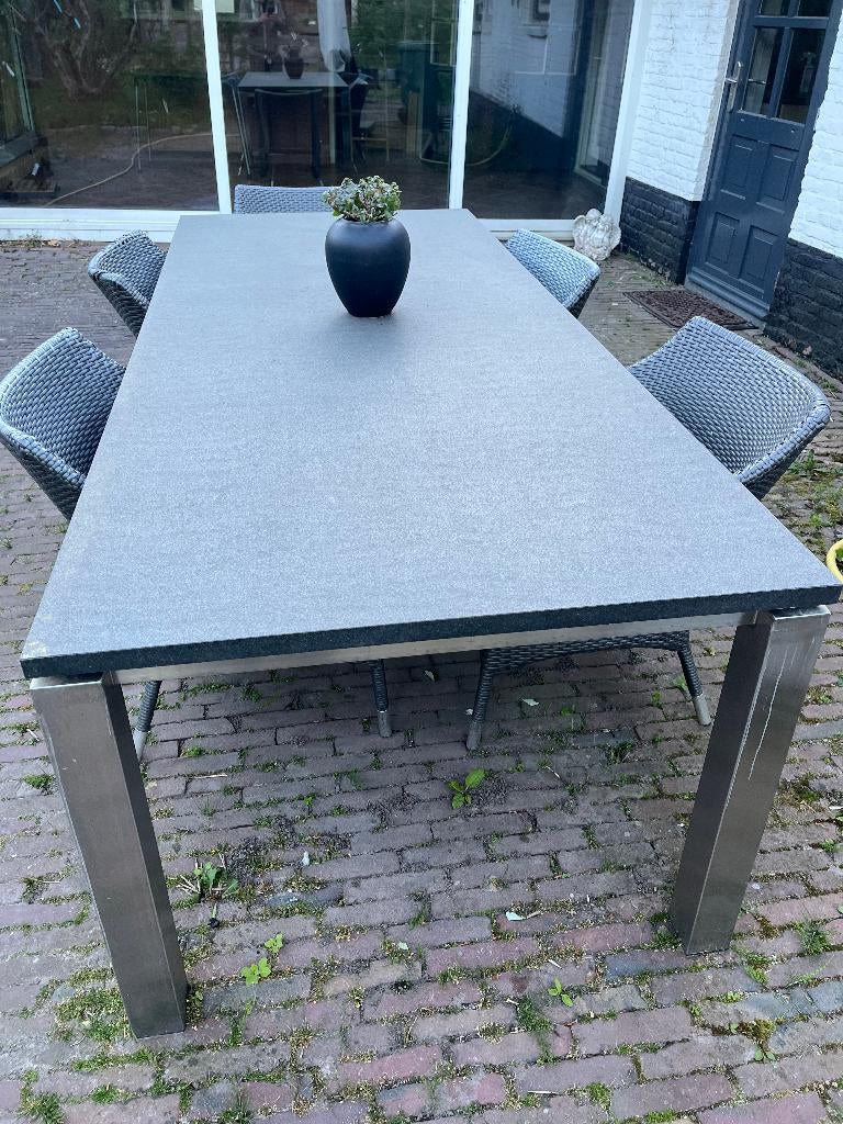 Natuurstenen tuintafel 240x100 - zeer fraai, Tuin en Terras, Tuintafels, Ophalen, Zo goed als nieuw, Rechthoekig, Overige materialen