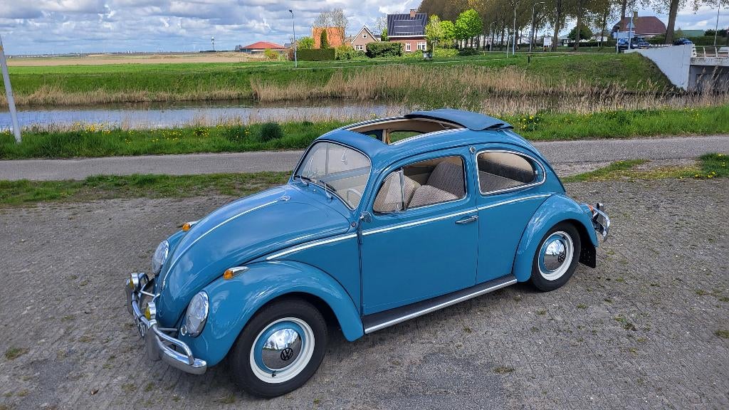 VW Kever Ragtop 1961 Gulf Blue, Auto's, Oldtimers, Beige, Overige carrosserieën, Handgeschakeld, Particulier