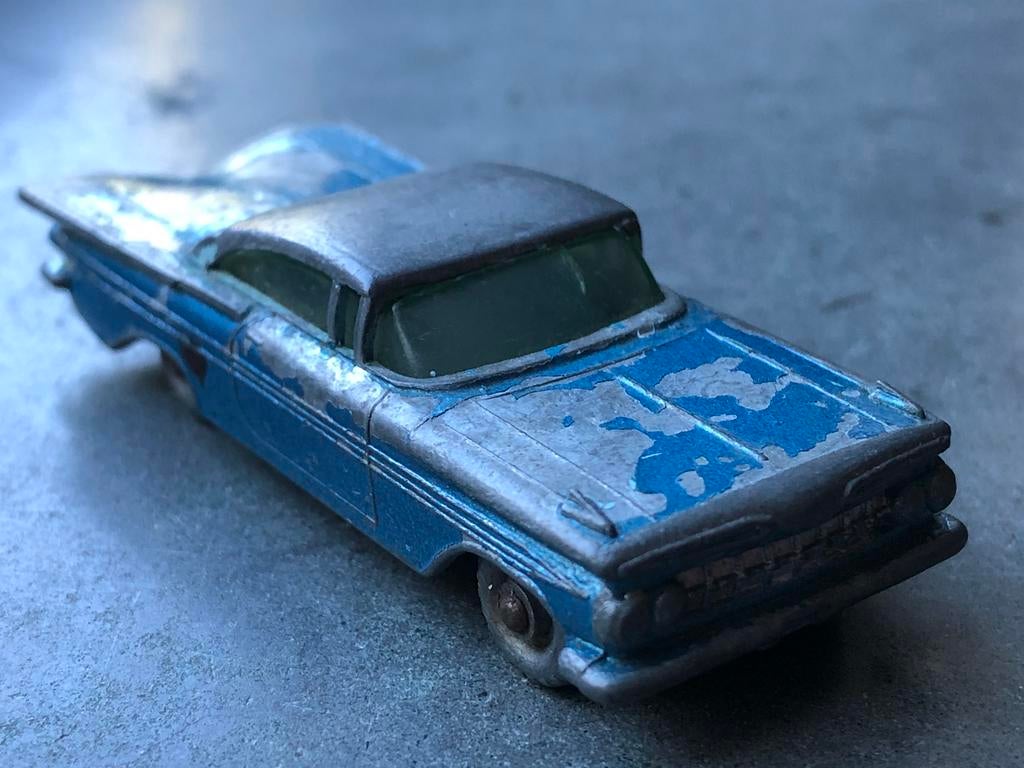 Blauwe Matchbox serie No 57 Chevrolet Impala -Made by Lesney, Ophalen of Verzenden, Gebruikt, Auto