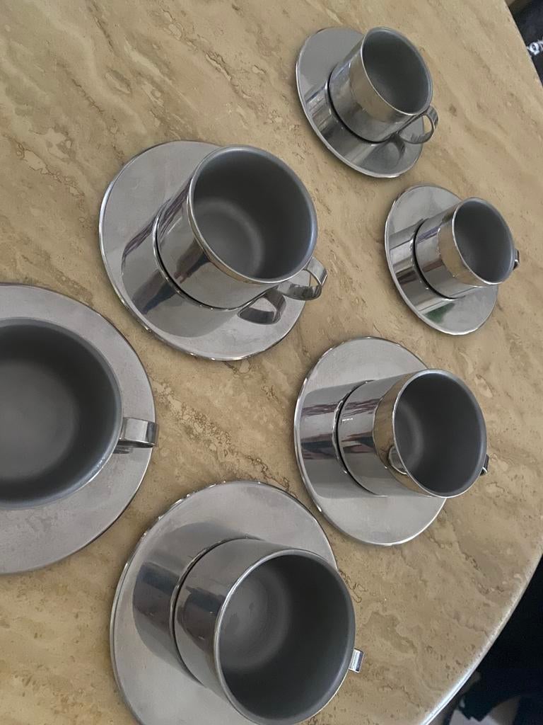 Vintage rvs kopjes rvs coffee cups, Huis en Inrichting, Ophalen of Verzenden, Overige materialen, Overige stijlen, Kop(pen) en/of Schotel(s)