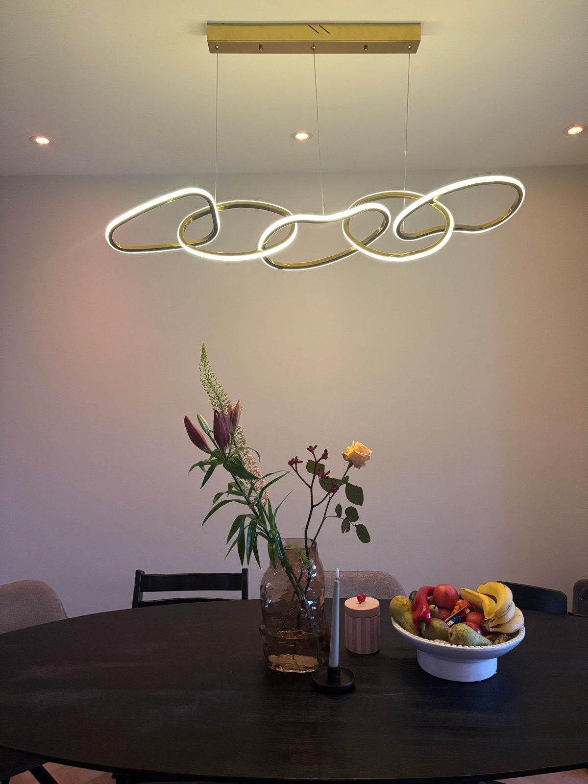 Moderne Hanglamp Circles met Afstandsbediening, Ophalen, Zo goed als nieuw, Metaal, Overige fittingen