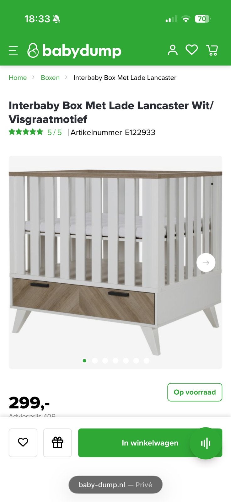 Interbaby Box Lancaster, Ophalen, Zo goed als nieuw, Rechthoekig, In hoogte verstelbaar