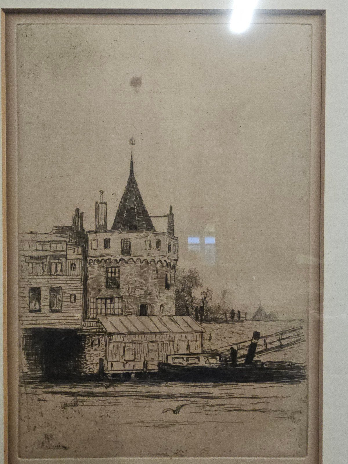 Schreierstoren Amsterdam - Ch.L.Philip Zilcken (1857-1930), Gesigneerd, 1800 - 1899, Ets, Stadsgezicht
