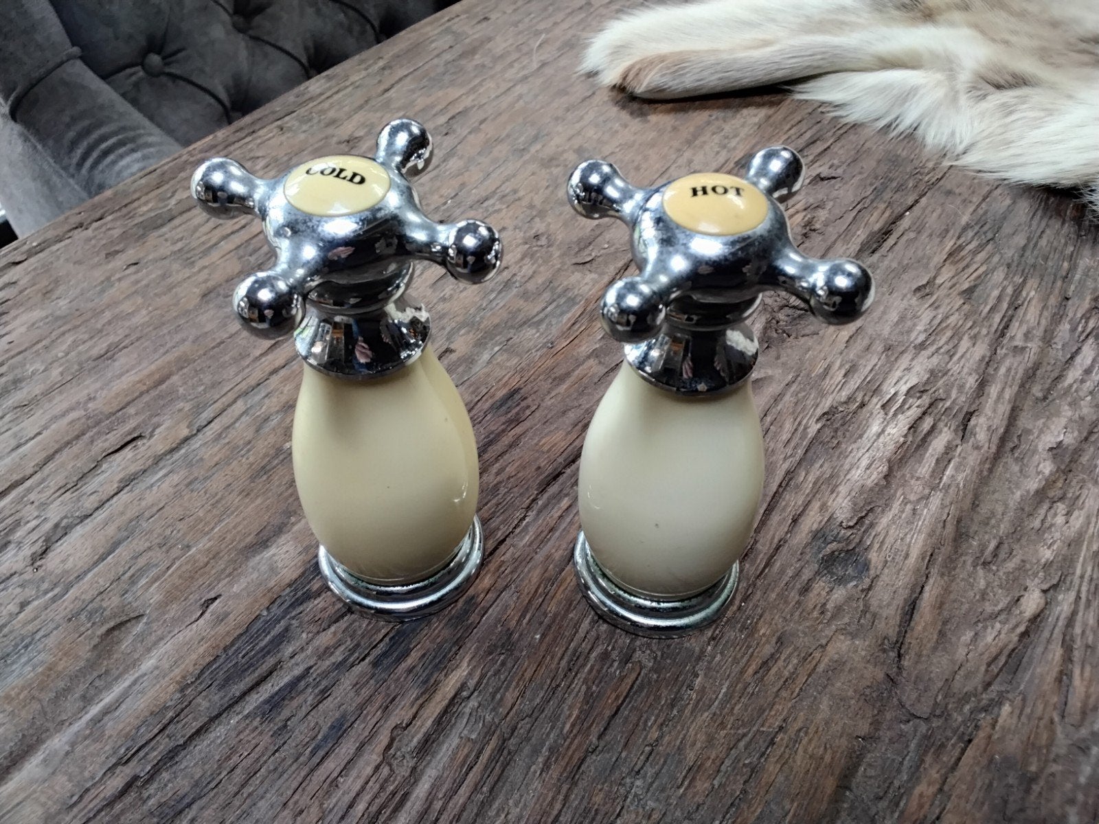 Uniek Peper- en Zoutstel in Kraanvorm, Vintage, Gebruikt, Meerkleurig, Kunststof