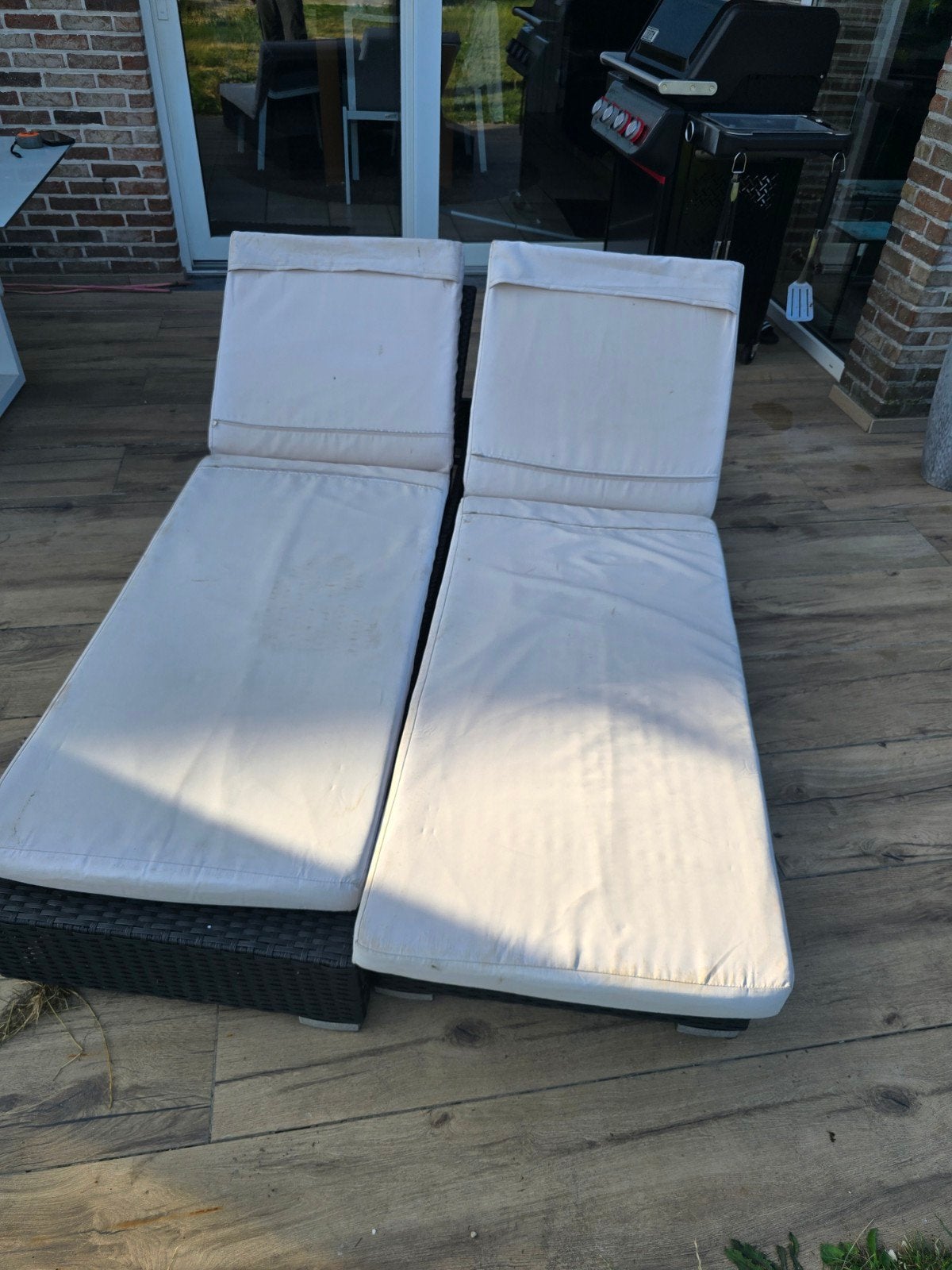 2 luxe wicker loungebedden, Tuin en Terras, Ligbedden, Ophalen, Wicker