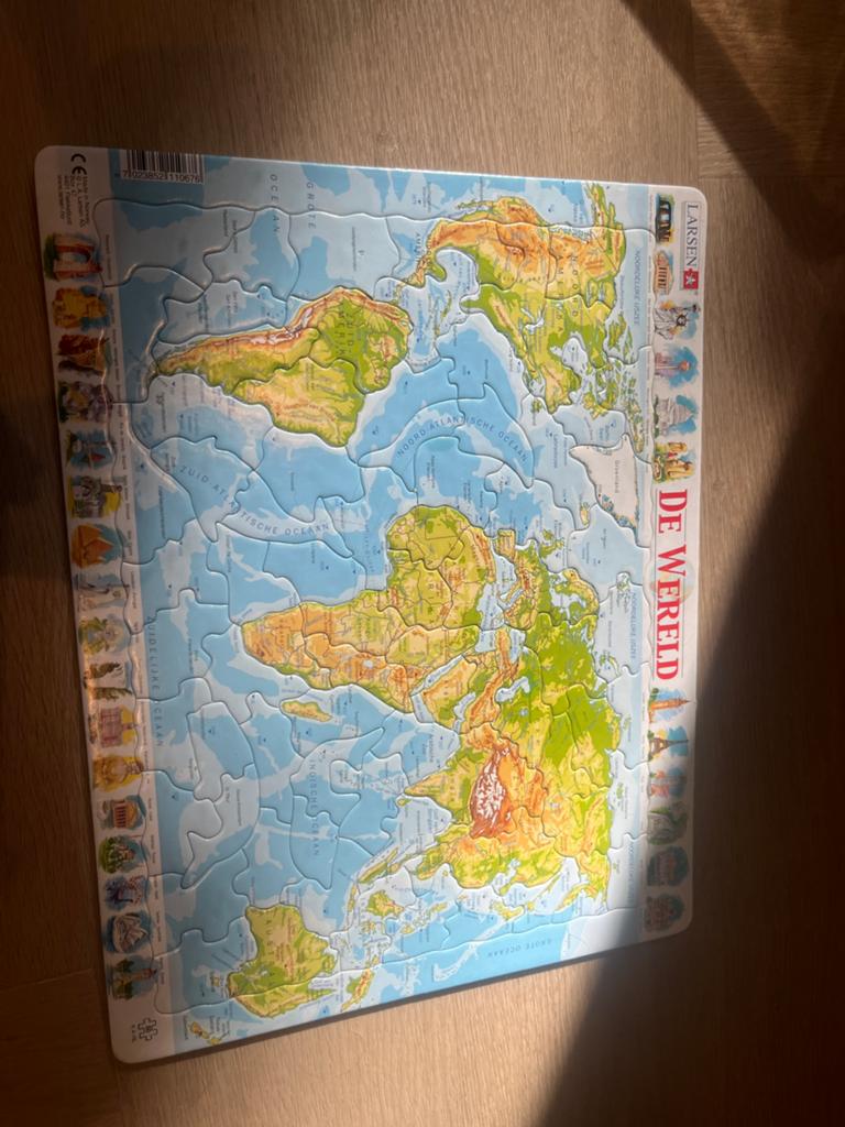 Wereldkaart puzzel, Ophalen of Verzenden, Meer dan 50 stukjes, Nieuw, 4 tot 6 jaar