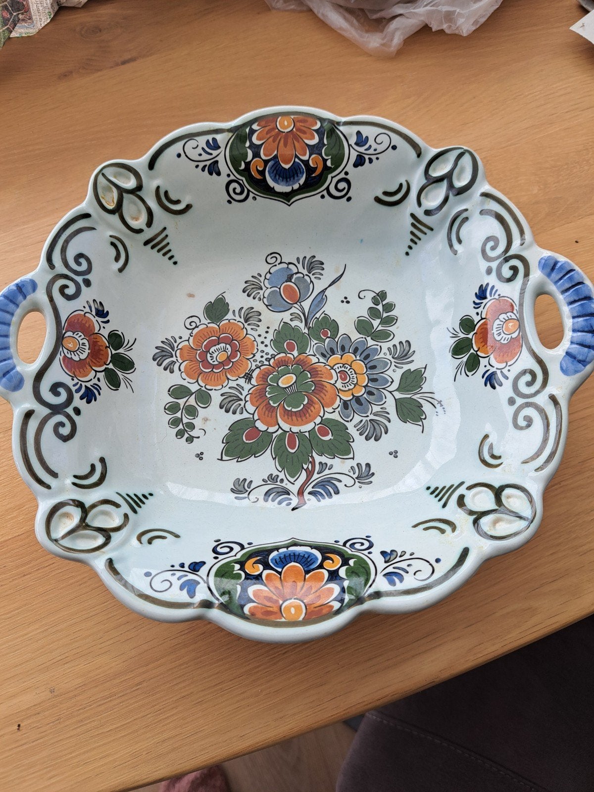 Delfts Polychroom Schaal - Handwerk Holland, Ophalen of Verzenden