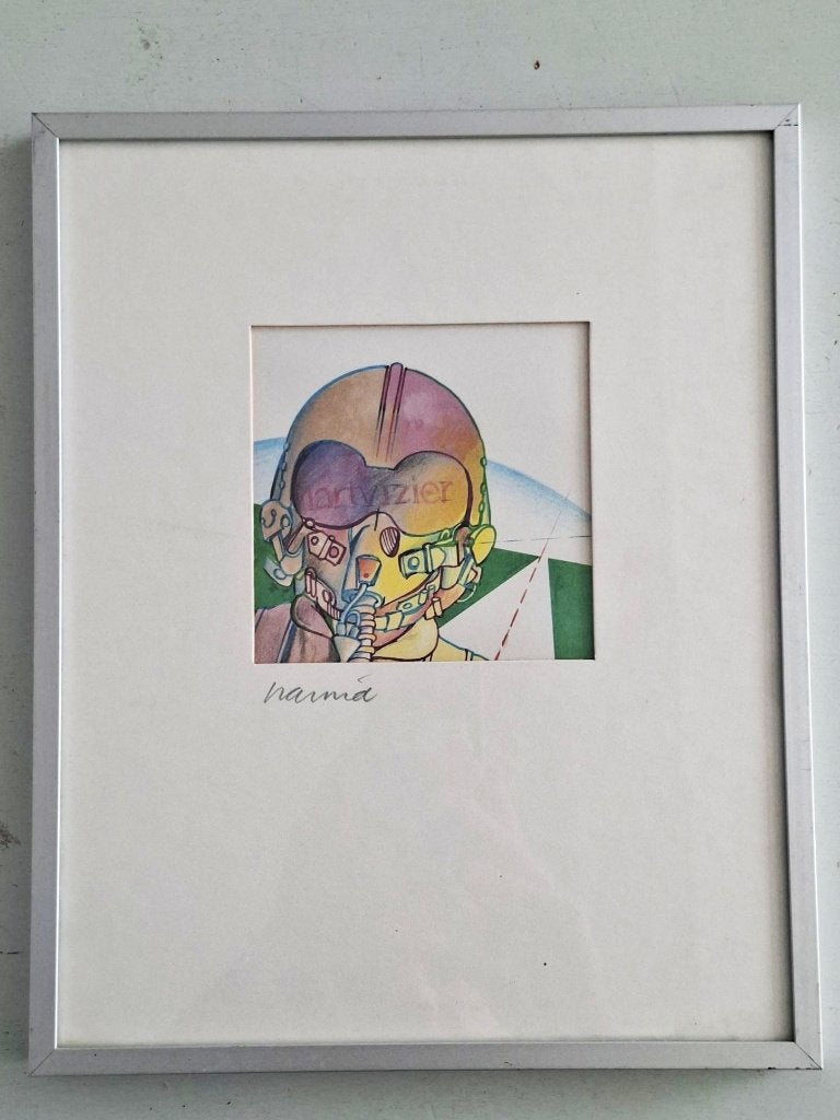 ingelijste print pop art artprint piloot gesigneerd Hamid, Gesigneerd, Ophalen of Verzenden, Personages en Fantasiefiguren, Lithografie