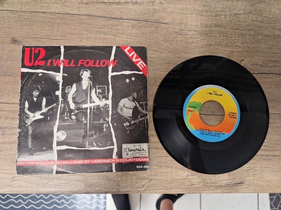 U2 - I Will Follow (Live) 7 inch vinyl single, Gebruikt, 7 inch, EP, Rock en Metal