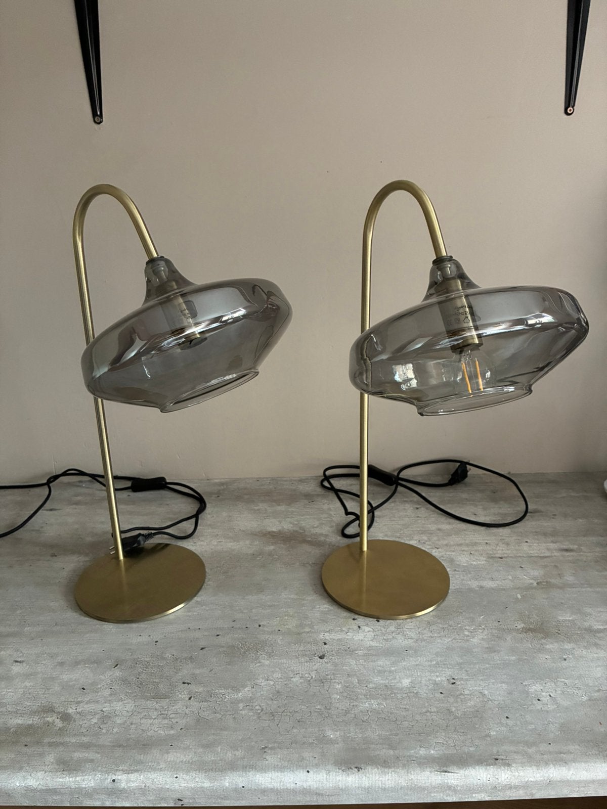 Twee tafellampen, Ophalen, Zo goed als nieuw, Glas, Minder dan 50 cm