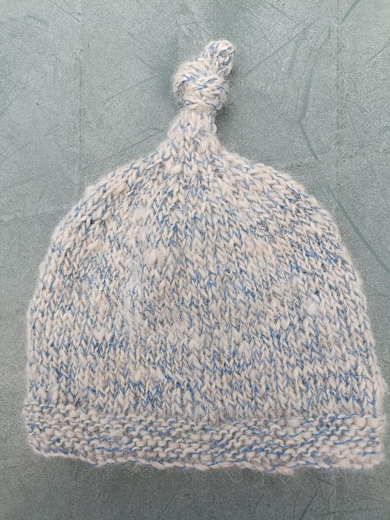 Alpacawol baby mutsje wit / blauw 40 cm 0 - 6 maanden, Maat 50, Jongetje of Meisje, ARTESANAL, Nieuw