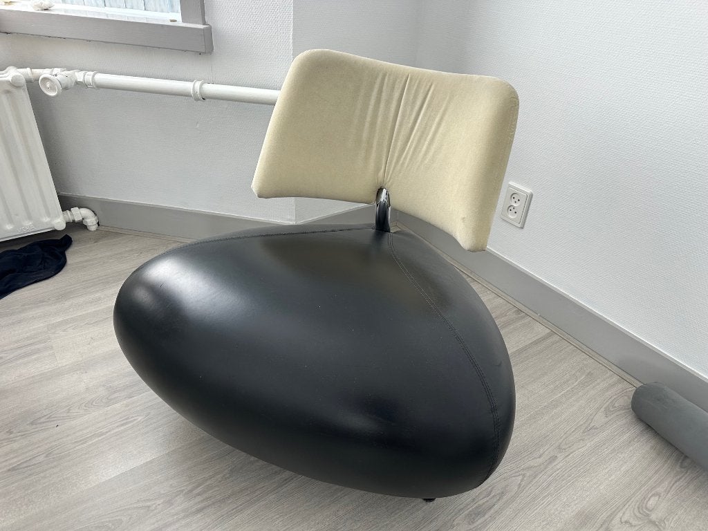 Leolux Palone zwart wit in goed staat, Ophalen, Gebruikt, Minder dan 75 cm, Leer