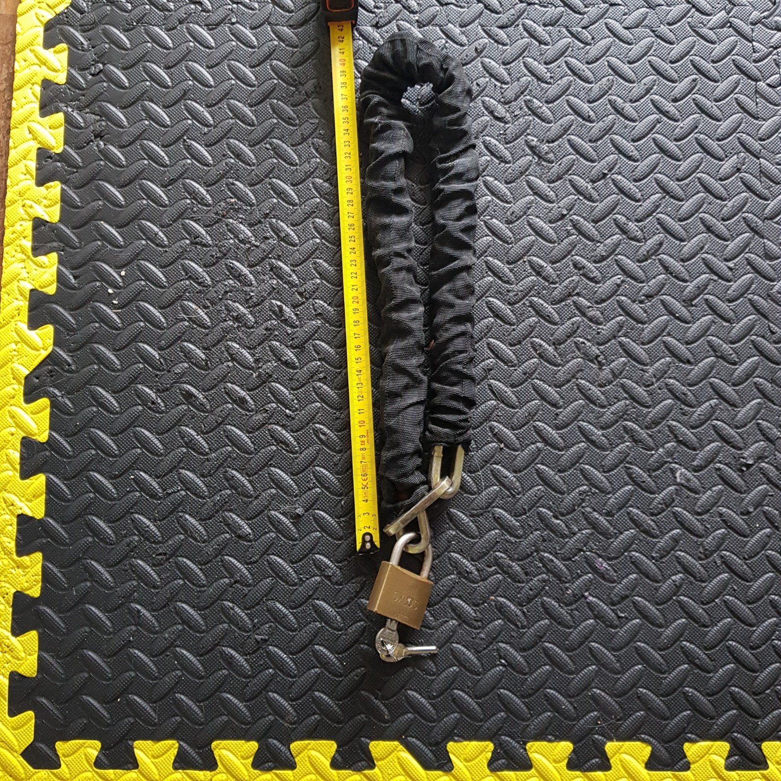 Kettingslot 80 cm met Hangslot 2 sleutels, Fietsen en Brommers, Fietsaccessoires | Fietssloten, Ophalen, Gebruikt, Kettingslot