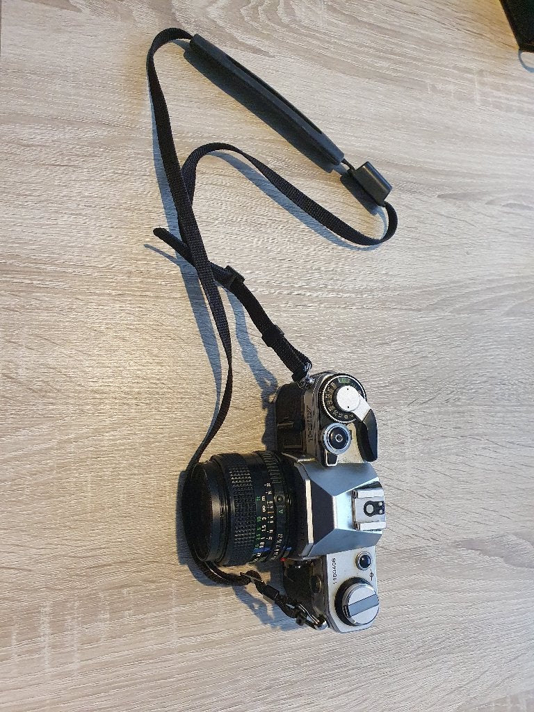 CANON AE-1 camera met extra lenzen en vintage toebehoren, Ophalen, Gebruikt, Spiegelreflex, Canon