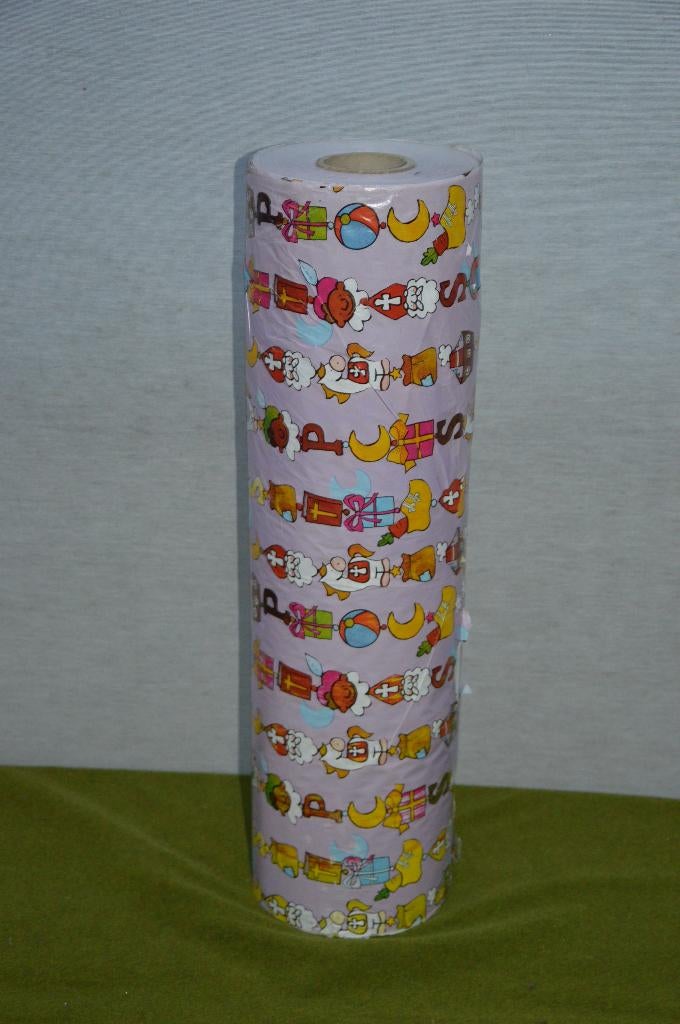 Vintage Sinterklaas en Piet inpakpapier grote rol/ winkelmat, Diversen, Sinterklaas, Ophalen of Verzenden, Zo goed als nieuw