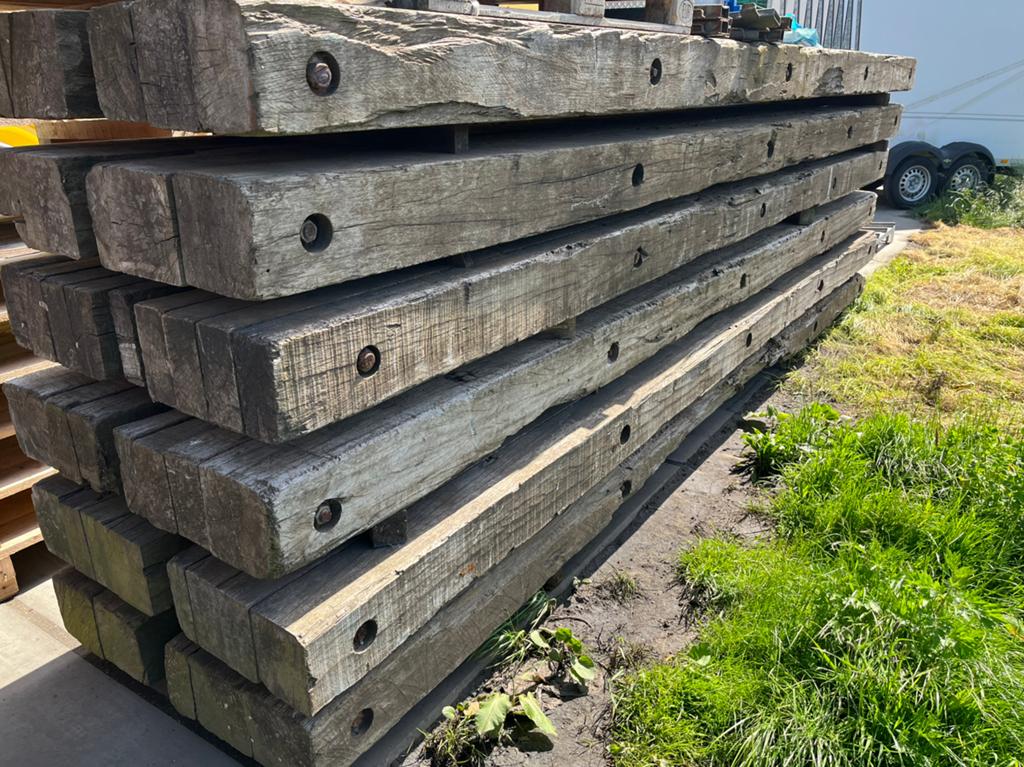 Draglineschotten, Tuin en Terras, Ophalen of Verzenden, Gebruikt, 250 cm of meer, Balken