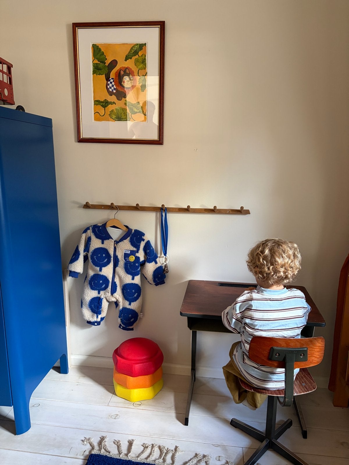 Vintage kinder bureau met stoel - Oldschool design, Ophalen