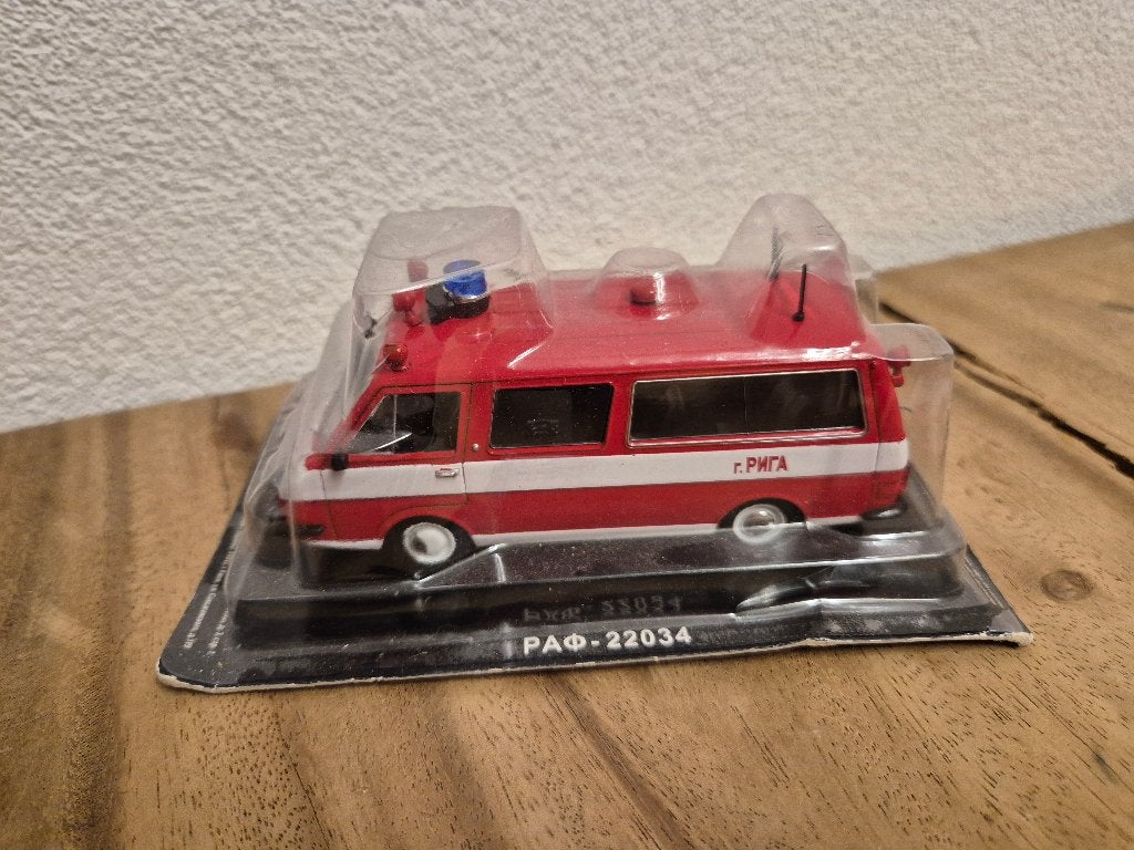 RAF-22034 Brandweerbus 1:43 DeAgostini, Overige merken, DeAgostini, Auto, DeAgostini