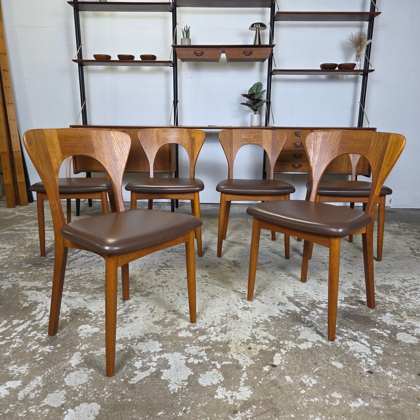 6x Niels Koefoed 'Peter' chair vintage jaren 60 Deense stoel, Ophalen, Gebruikt, Niels Koefoed, Bruin