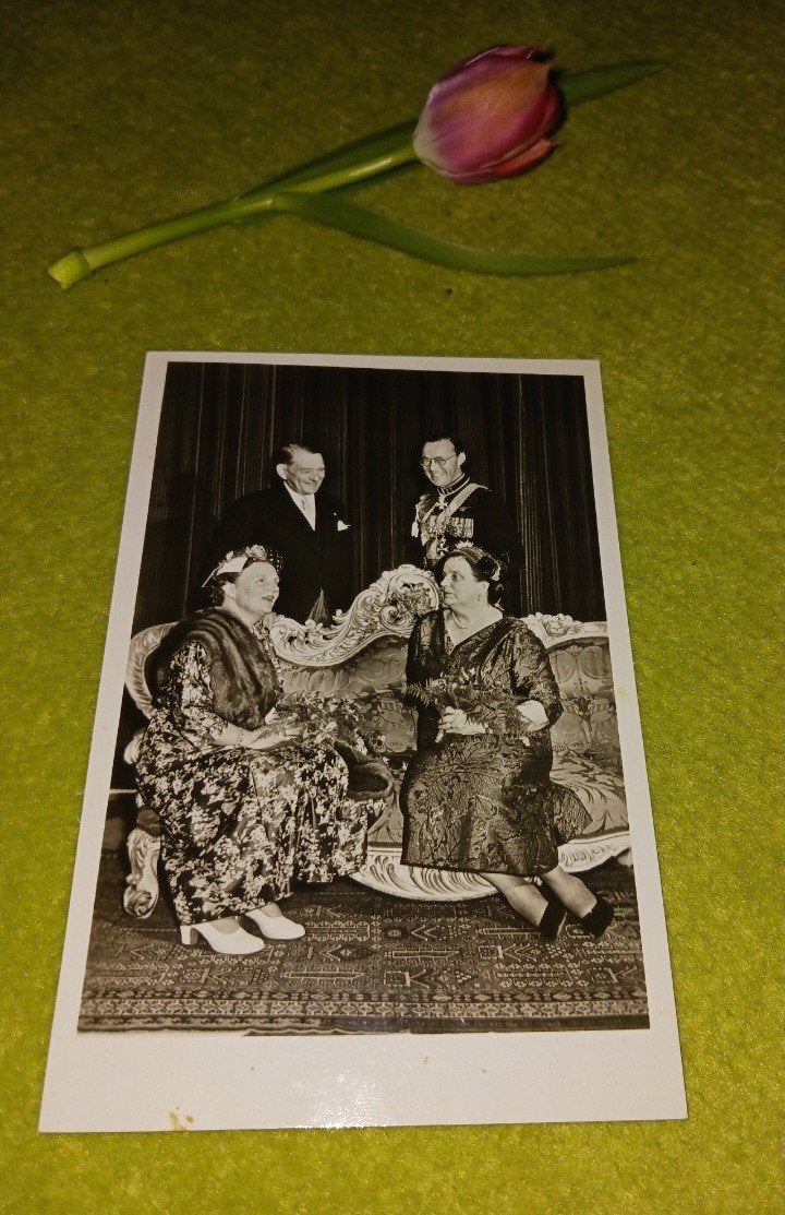 1954 Koningin Juliana & franse president Coty, Verzenden, Gebruikt, Nederland, Kaart, Foto of Prent