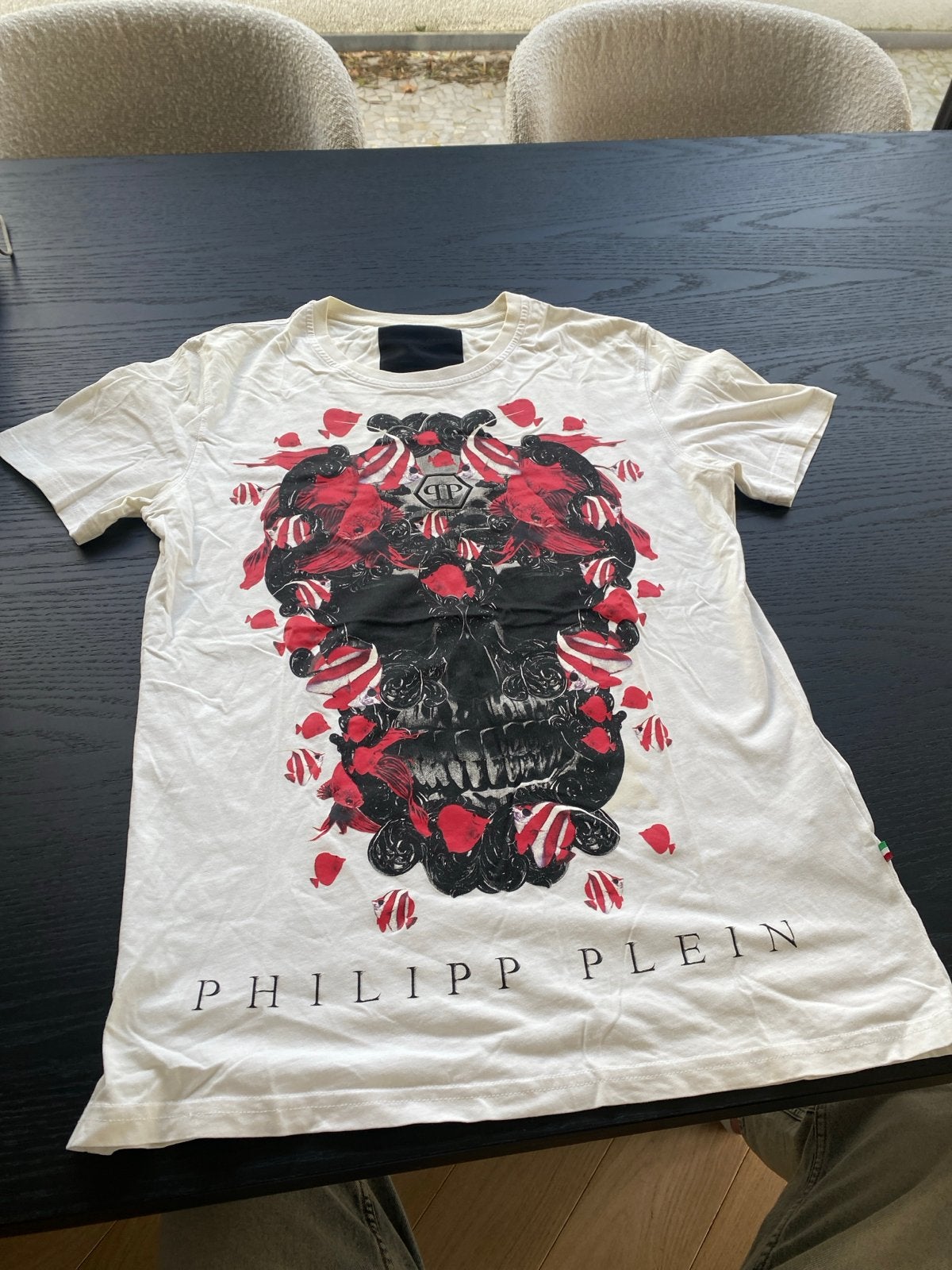 Philipp Plein Homme T-shirt met schedelprint, Ophalen of Verzenden, Zo goed als nieuw, Maat 48/50 (M), Wit